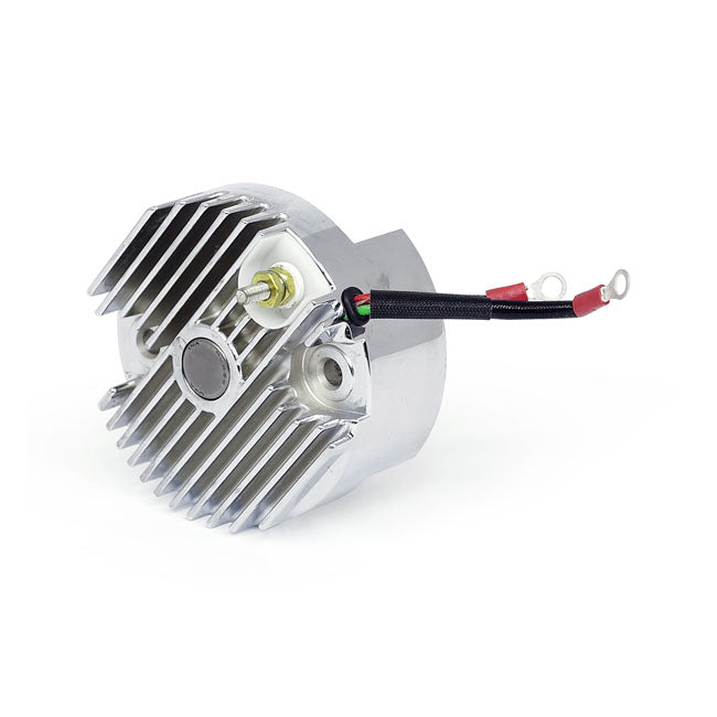Solid State 12 V Voltage Finned Regulator. Chrome Regulators Mcs