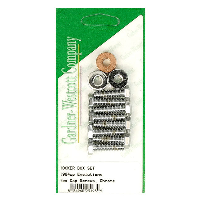 Gw, Rocker Box Top Bolt Kit. Hex, Chrome Rocker Box Bolt Kits Gardner Westcott