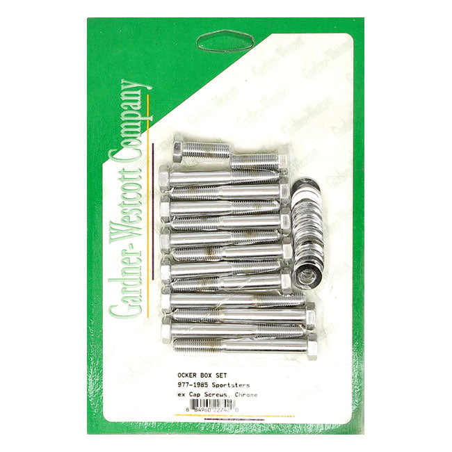Gw, Sportster Rocker Box Bolt Kit. Hex, Chrome Rocker Box Bolt Kits Gardner Westcott