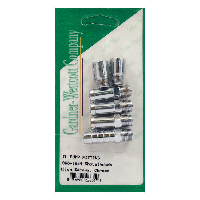 Gardner Westcott, Oil Pump Line Fitting Kit. Chrome Oil Line Fittings Gardner Westcott