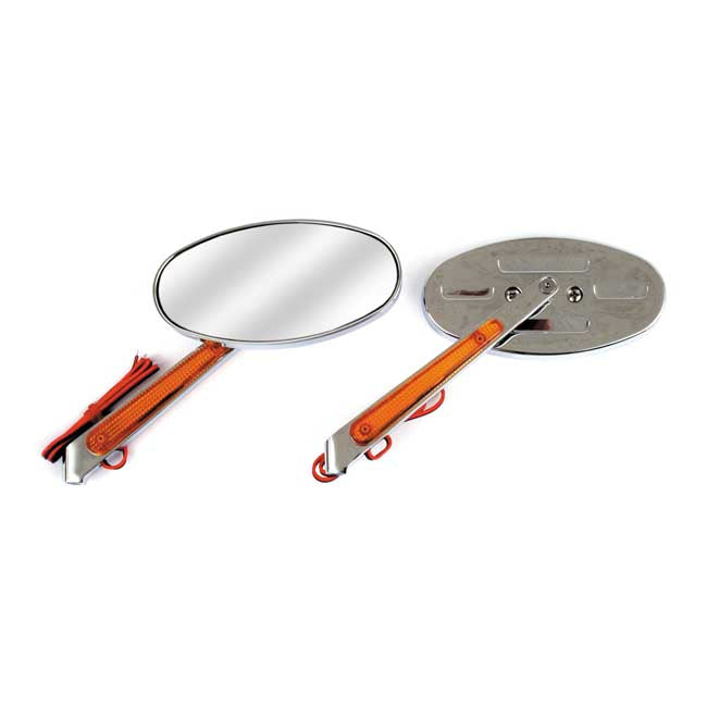 Cateye Mirrors Set, With Built In Turn Signals. Chrome Mirrors With Turnsignals Mcs