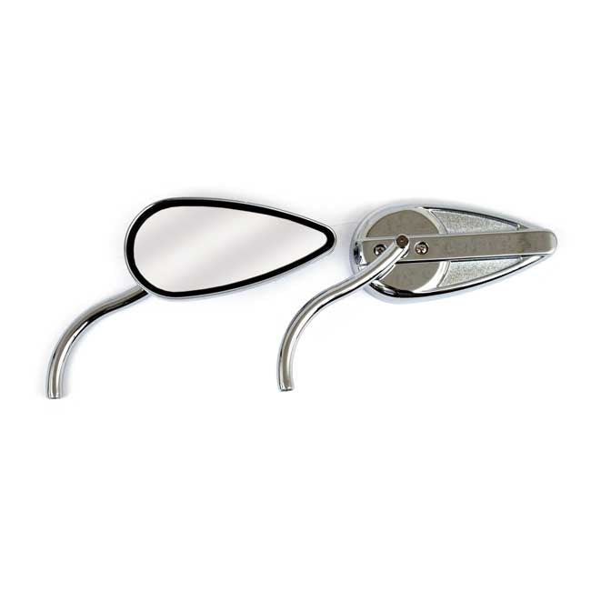 Retro Teardrop Mirror Set. Chrome, Radii Round Stem Mirrors Mcs