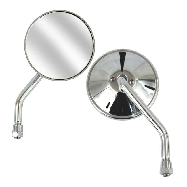 4" Round Custom Mirror, Right, 10mm. Chrome Mirrors Mcs