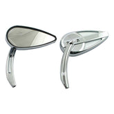 Retro Teardrop Mirror Set. Chrome, Aluminum Grooved Stem Mirrors Mcs