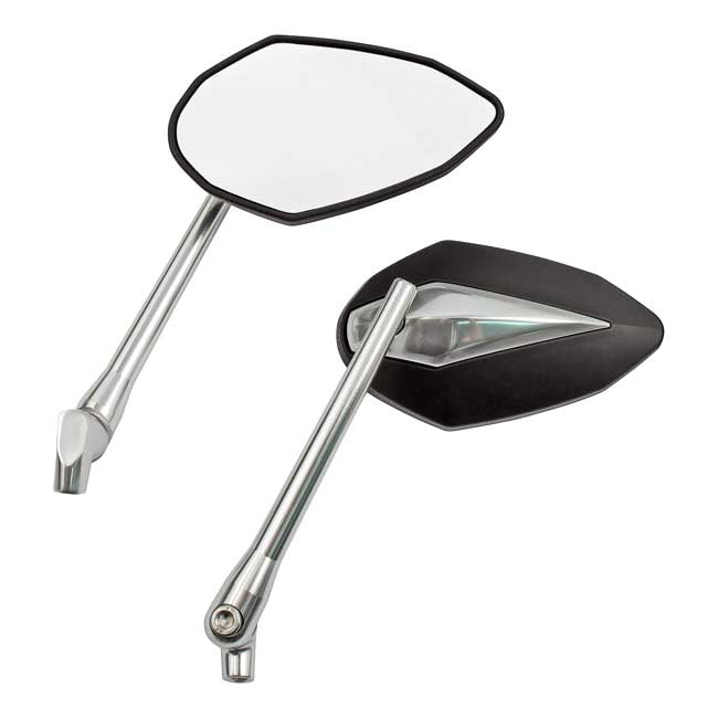''Double Deuce'' Mirror Set. Black/Chr. Head & Silver Alu Stem Mirrors Mcs