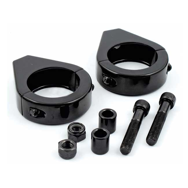 Smooth Edge Fork Mount Clamp Kit. 39mm. Black Turn Signals Mounts Mcs
