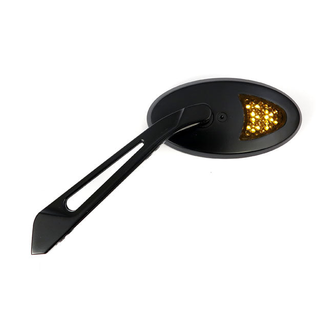 Led Cateye Turn Signal Mirror Set. Black, Amber Front Lens Mirrors With Turnsignals Mcs