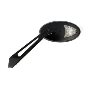 Led Cateye Turn Signal Mirror Set. Black, Amber Front Lens Mirrors With Turnsignals Mcs