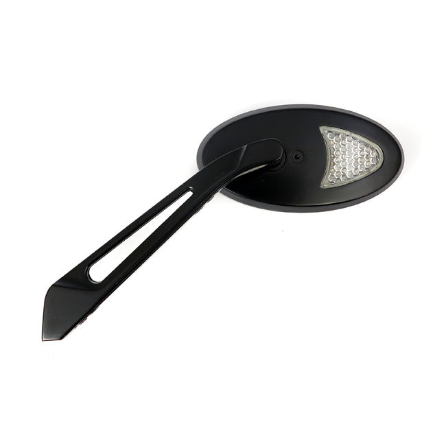 Led Cateye Turn Signal Mirror Set. Black, Amber Front Lens Mirrors With Turnsignals Mcs