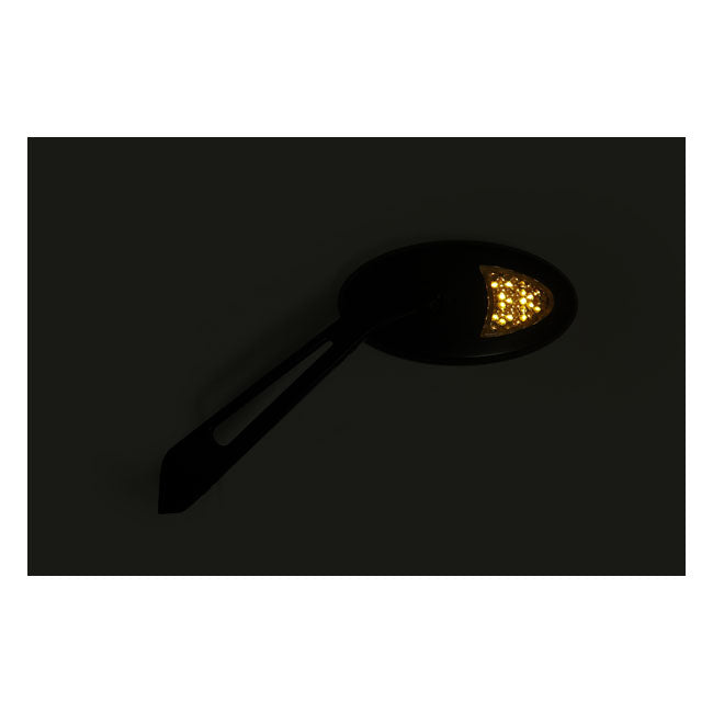 Led Cateye Turn Signal Mirror Set. Black, Amber Front Lens Mirrors With Turnsignals Mcs