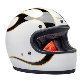 Biltwell Gringo helmet gloss white/black flames Helmets Biltwell