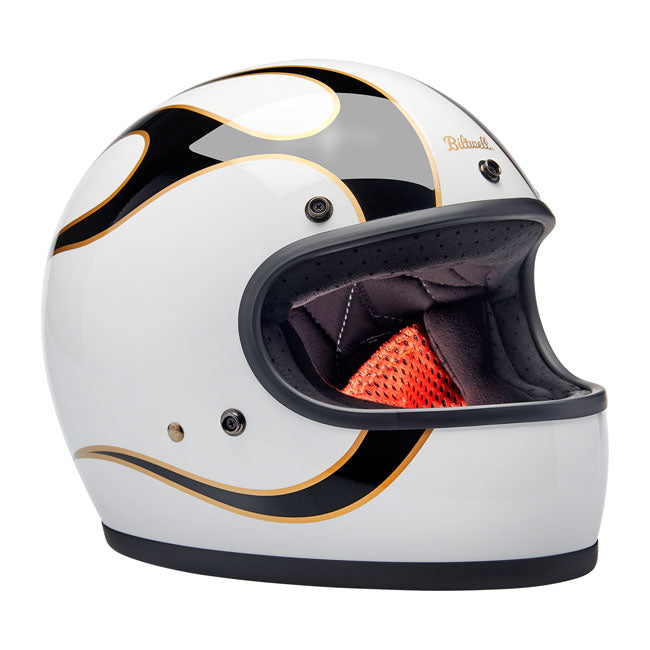 Biltwell Gringo helmet gloss white/black flames Helmets Biltwell