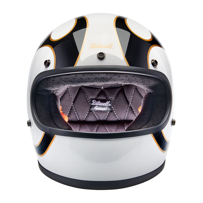 Biltwell Gringo helmet gloss white/black flames Helmets Biltwell