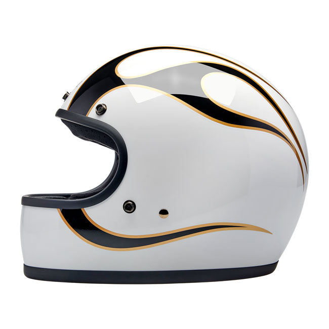 Biltwell Gringo helmet gloss white/black flames Helmets Biltwell