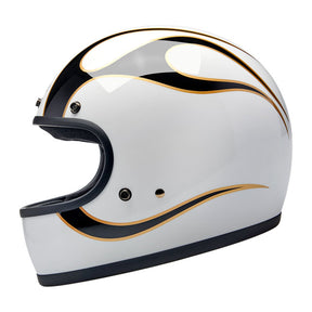 Biltwell Gringo helmet gloss white/black flames Helmets Biltwell