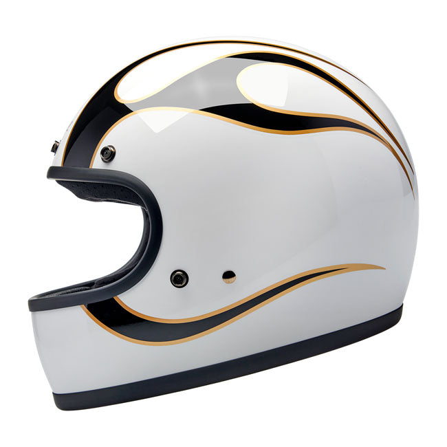 Biltwell Gringo helmet gloss white/black flames Helmets Biltwell