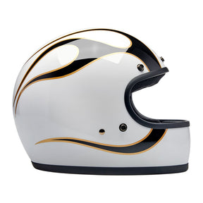 Biltwell Gringo helmet gloss white/black flames Helmets Biltwell