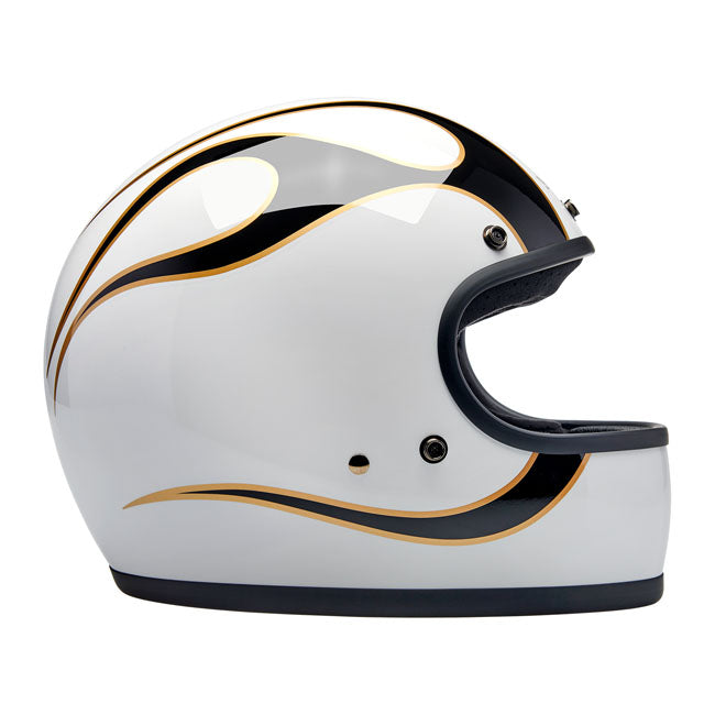 Biltwell Gringo helmet gloss white/black flames Helmets Biltwell