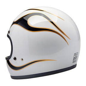 Biltwell Gringo helmet gloss white/black flames Helmets Biltwell