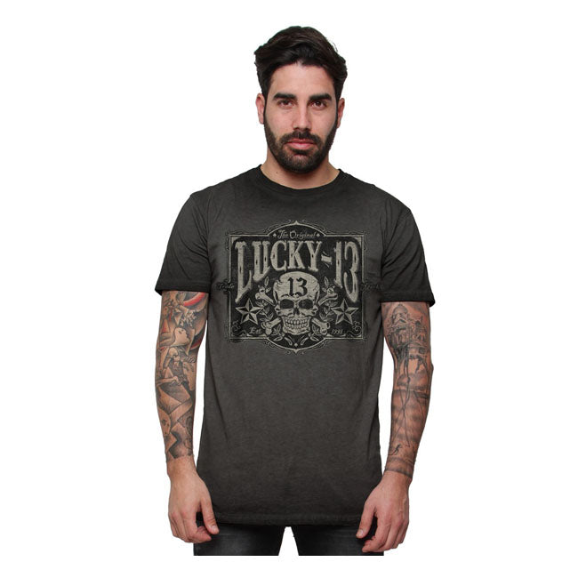 Lucky 13 Tombstone T Shirt Vintage Black T-Shirt Lucky 13