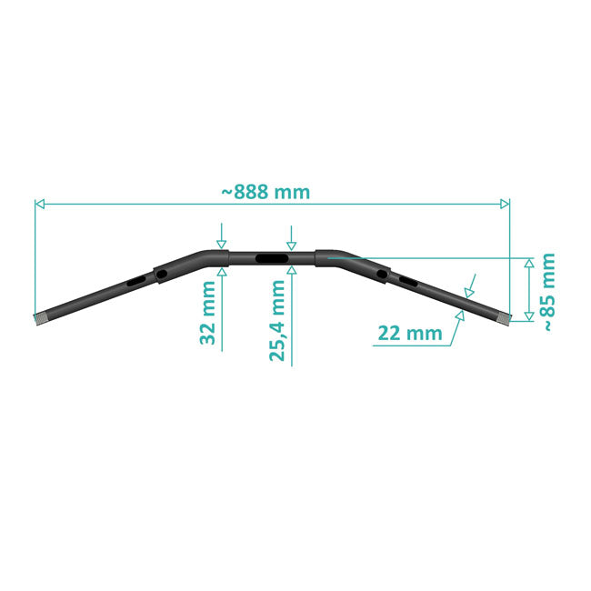 Killer Custom, 1 1/4" Fat Drag Handlebar. Black Handlebars Killer Custom
