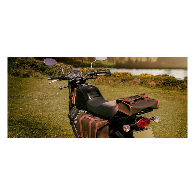 Longride, ''Mini'' Waxed Cotton Saddlebag. Khaki Saddlebags Longride