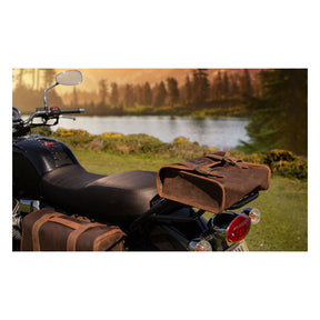 Longride, ''Mini'' Waxed Cotton Saddlebag. Marron Brown Saddlebags Longride