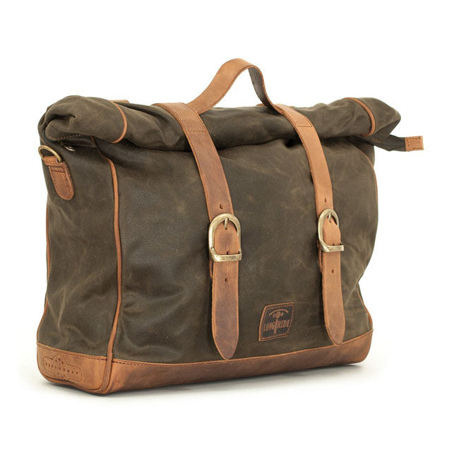 Longride, ''Old Chopper'' Waxed Cotton Saddlebag. Khaki Saddlebags Longride