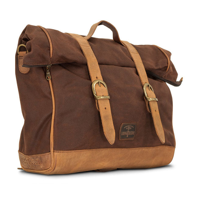 Longride, ''Old Chopper'' Waxed Cotton Saddlebag. Marron Brown Saddlebags Longride