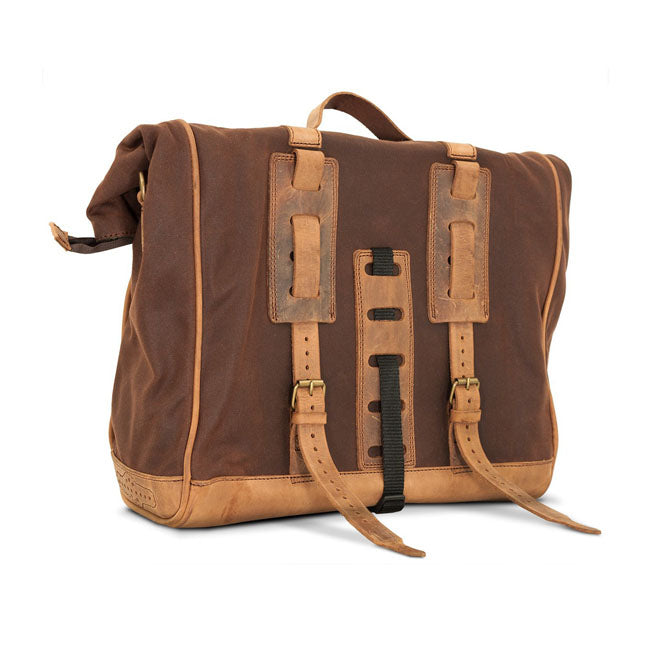 Longride, ''Old Chopper'' Waxed Cotton Saddlebag. Marron Brown Saddlebags Longride
