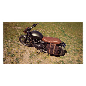 Longride, ''Old Chopper'' Waxed Cotton Saddlebag. Marron Brown Saddlebags Longride