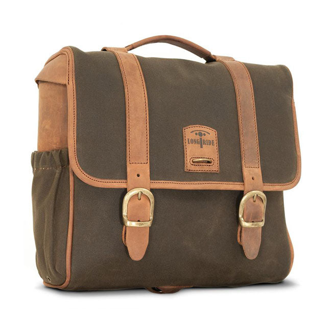 Longride, ''Classic'' Waxed Cotton Saddlebag. Khaki Saddlebags Longride