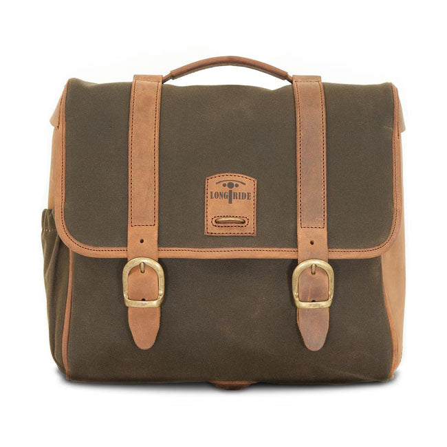 Longride, ''Classic'' Waxed Cotton Saddlebag. Khaki Saddlebags Longride