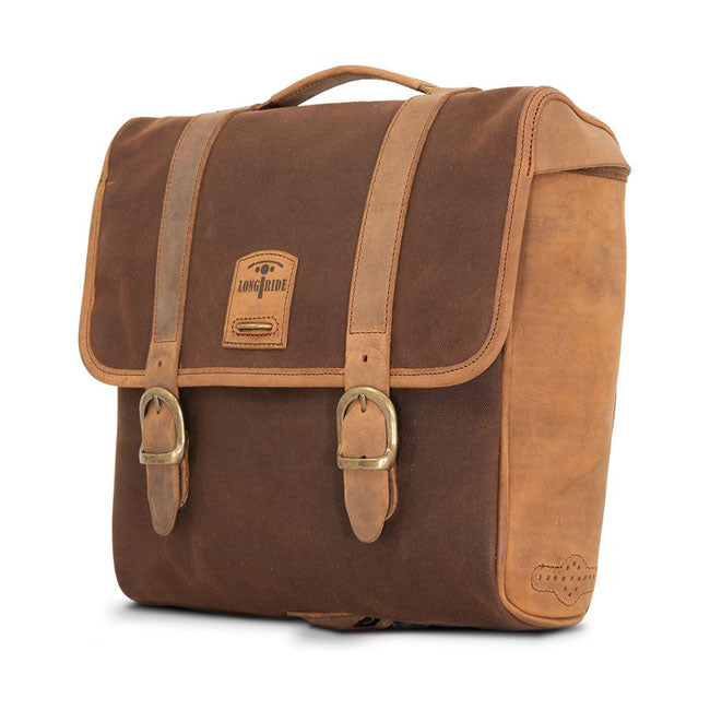 Longride, ''Classic'' Waxed Cotton Saddlebag. Marron Brown Saddlebags Longride