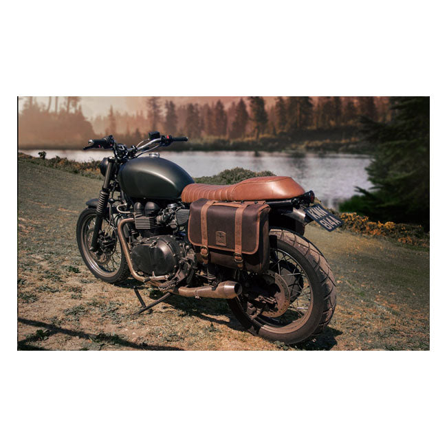 Longride, ''Classic'' Waxed Cotton Saddlebag. Marron Brown Saddlebags Longride