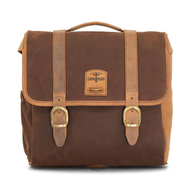 Longride, ''Classic'' Waxed Cotton Saddlebag. Marron Brown Saddlebags Longride