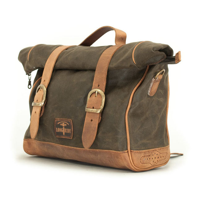 Longride, ''Old Chopper'' Waxed Cotton Saddlebag. Khaki Saddlebags Longride
