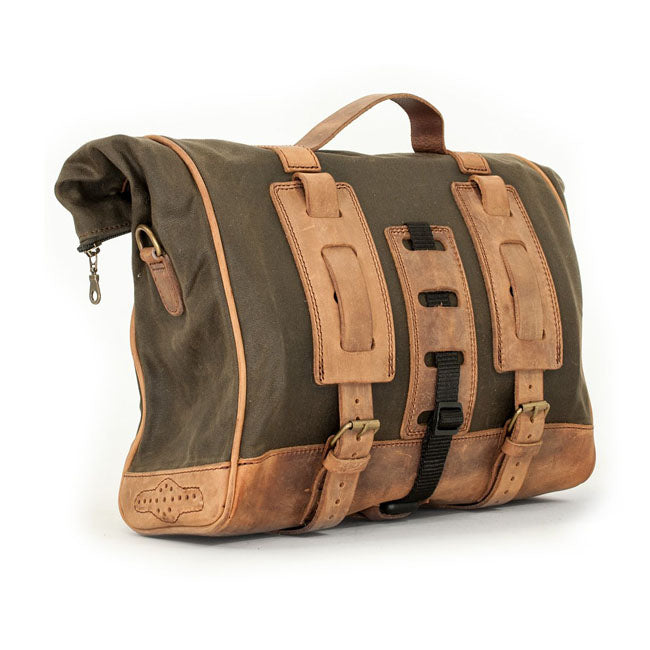 Longride, ''Old Chopper'' Waxed Cotton Saddlebag. Khaki Saddlebags Longride