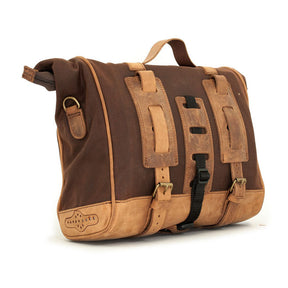 Longride, ''Old Chopper'' Waxed Cotton Saddlebag. Marron Brown Saddlebags Longride