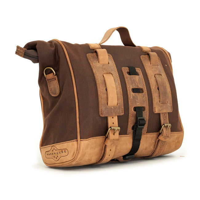 Longride, ''Old Chopper'' Waxed Cotton Saddlebag. Marron Brown Saddlebags Longride