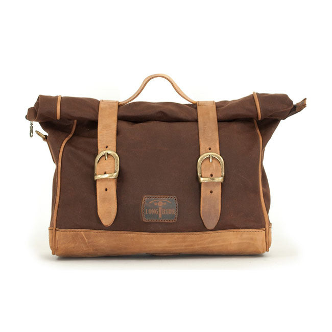 Longride, ''Old Chopper'' Waxed Cotton Saddlebag. Marron Brown Saddlebags Longride