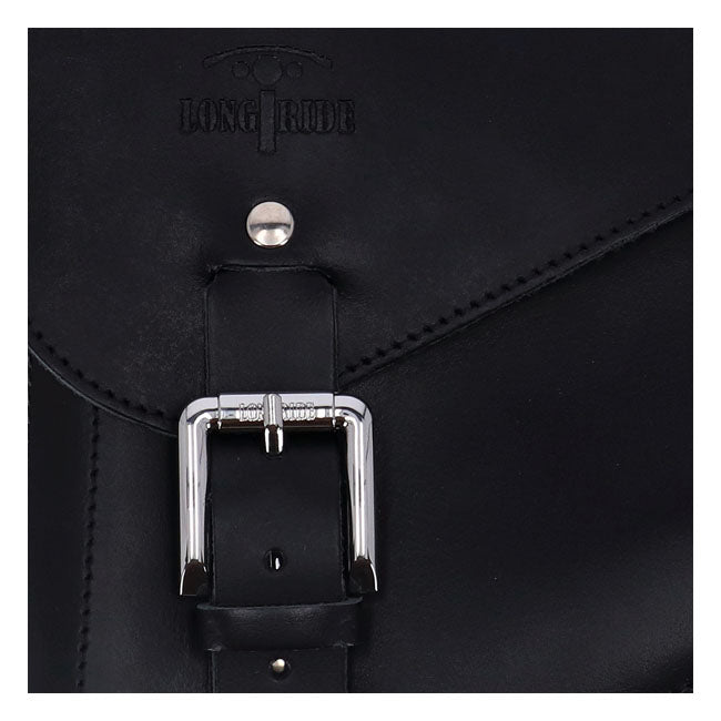 Longride, Swingarm Bag. Smooth, Black Leather Saddlebags Longride