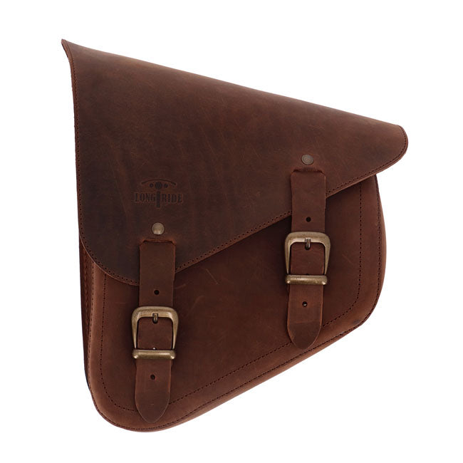 Longride, Swingarm Bag. Smooth, Brown Leather Saddlebags Longride