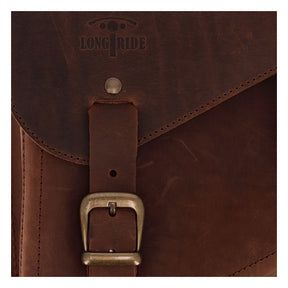 Longride, Swingarm Bag. Smooth, Brown Leather Saddlebags Longride