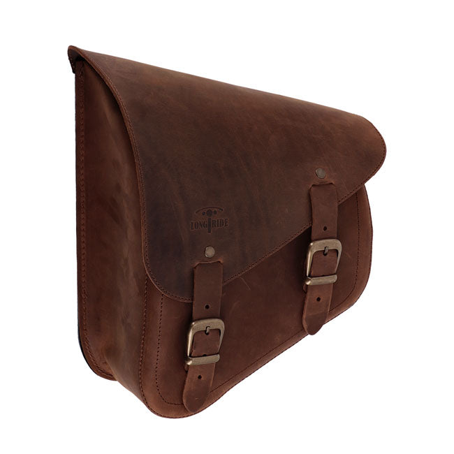Longride, Swingarm Bag. Smooth, Brown Leather Saddlebags Longride