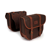 Longride, Throw Over Saddlebags Waxed Cotton. Brown Saddlebags Longride