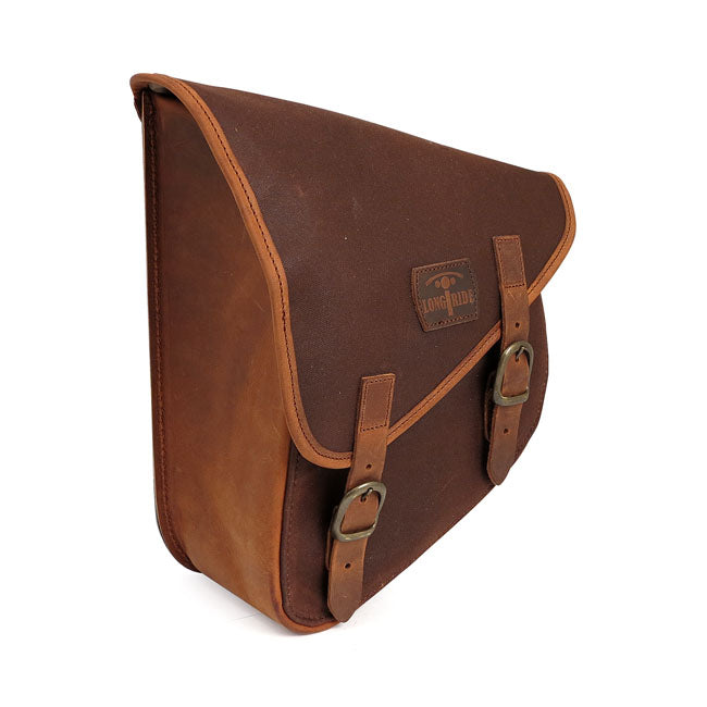 Longride, swingarm bag. Brown, waxed cotton Saddlebags Longride
