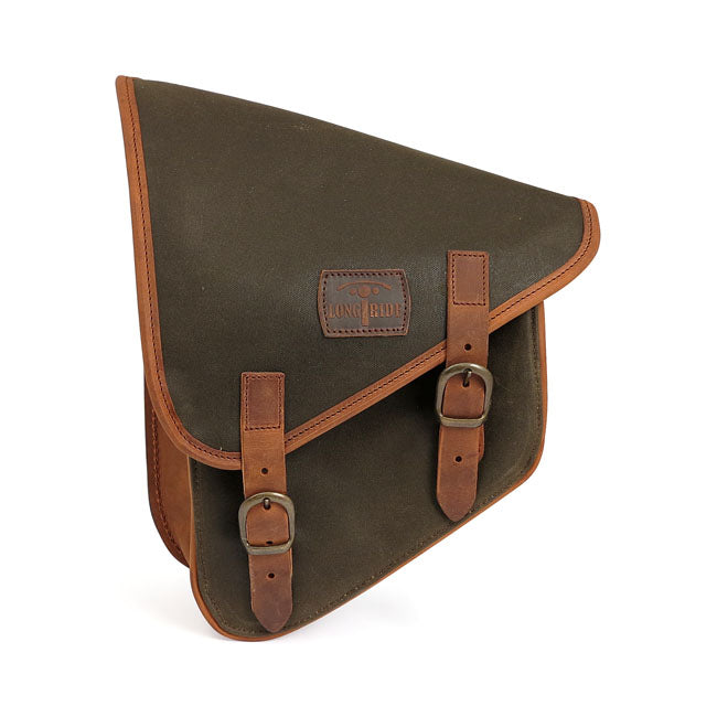 Longride, Swingarm Bag. Khaki, Waxed Cotton Saddlebags Longride