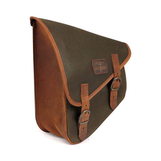 Longride, Swingarm Bag. Khaki, Waxed Cotton Saddlebags Longride