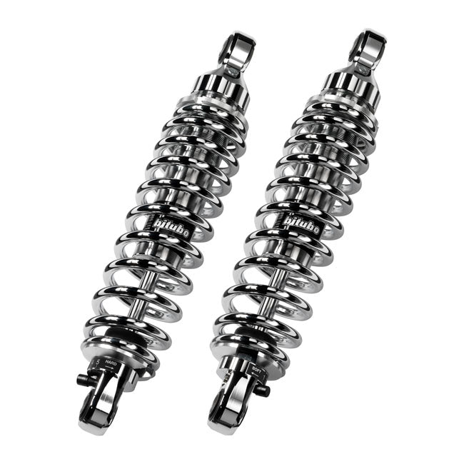 *2 WEEKS EXTRA TRANSIT TIME* Bitubo, WME dual shock absorber set. Chrome. 341mm Shock Absorbers Bitubo